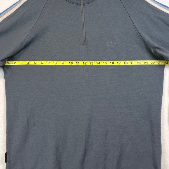 Icebreaker Sport Mens 100%‎ Merino Wool 1/4 Zip Pullover Sweater XL Gray Stripes - Picture 10 of 11